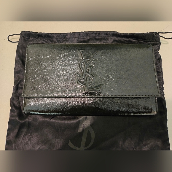 Yves Saint Laurent YSL Black Patent Leather Clutch - Picture 2 of 16